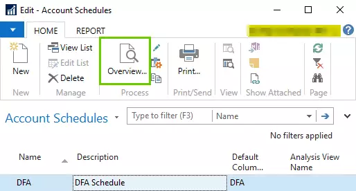 'Account Schedules' page