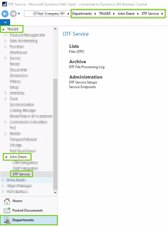 'DTF Service' page for DTF Interface
