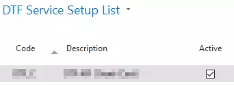 'DTF Service Setups' page for DTF Interface